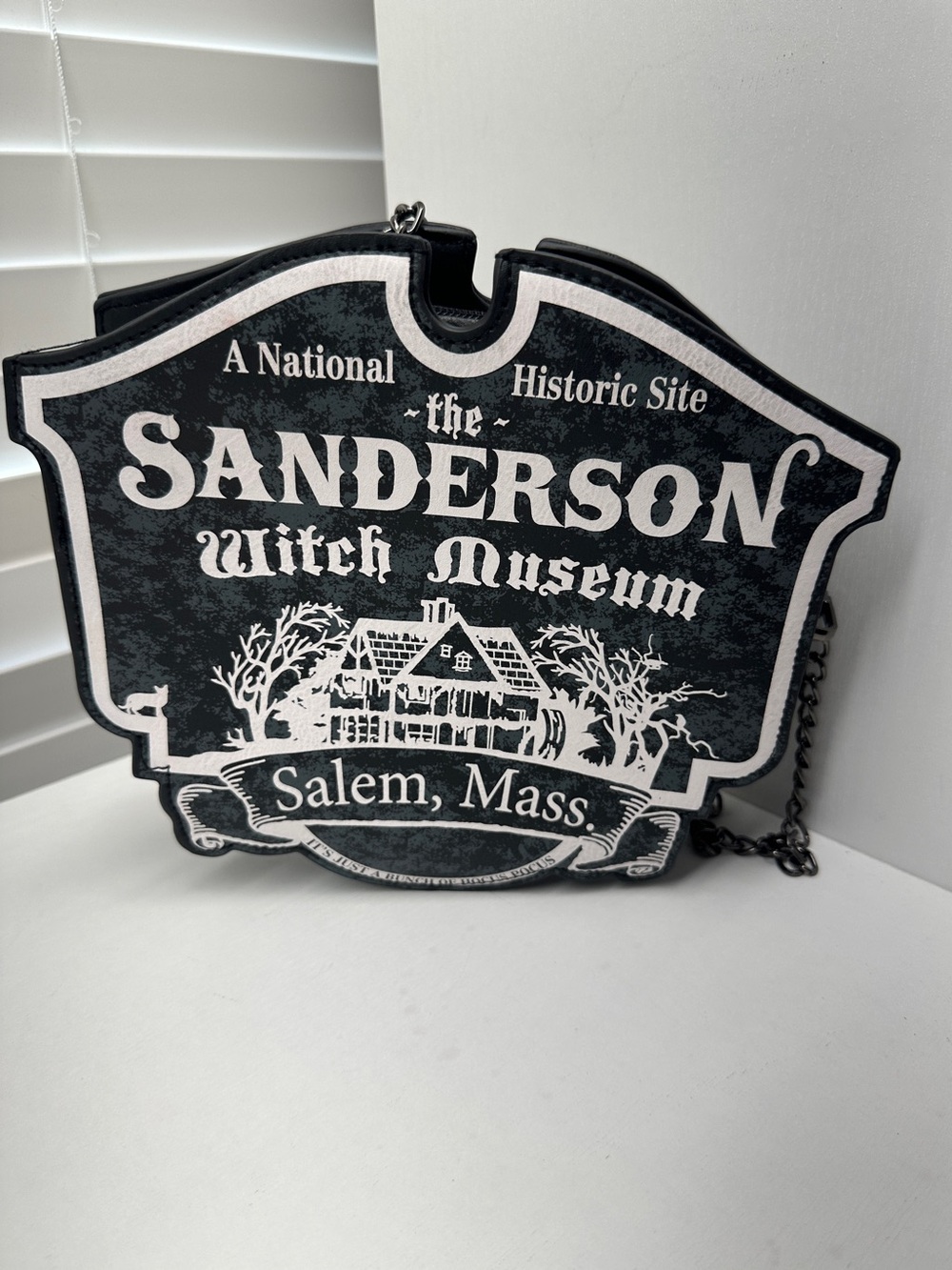 Spirit Sanderson Witch Museum Mini Crossbody Bag in Black and White